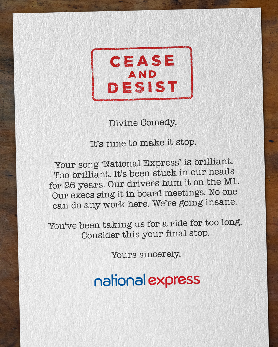 National Express — Cease & Desist